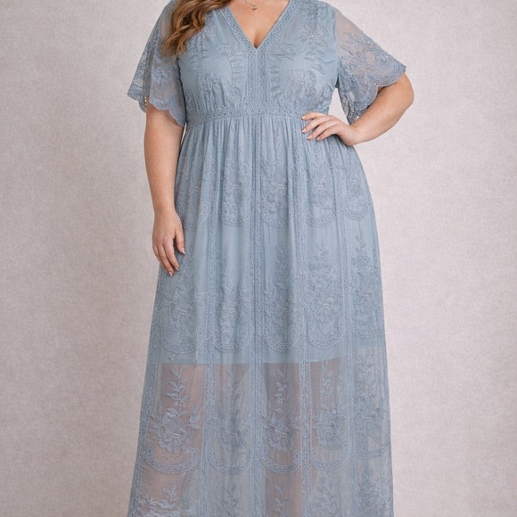 A Beautiful Soul Dresses & Skirts - Chic Lace Maxi Dress in Soft Blue